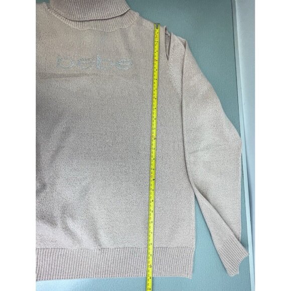 BEBE Women's Sexy Pink Cold Shoulder Sweater Sz XL - Picture 6 of 10